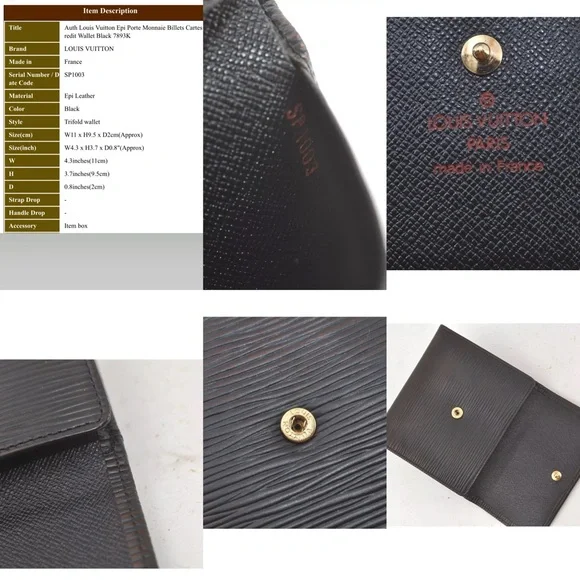 LOUIS VUITTON MENS WALLET BLACK EPI LEATHER GOOD CONDITION